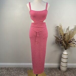 NEW Saints & Secrets Hot Pink Textured Cut-Out Maxi Dress - Size XS